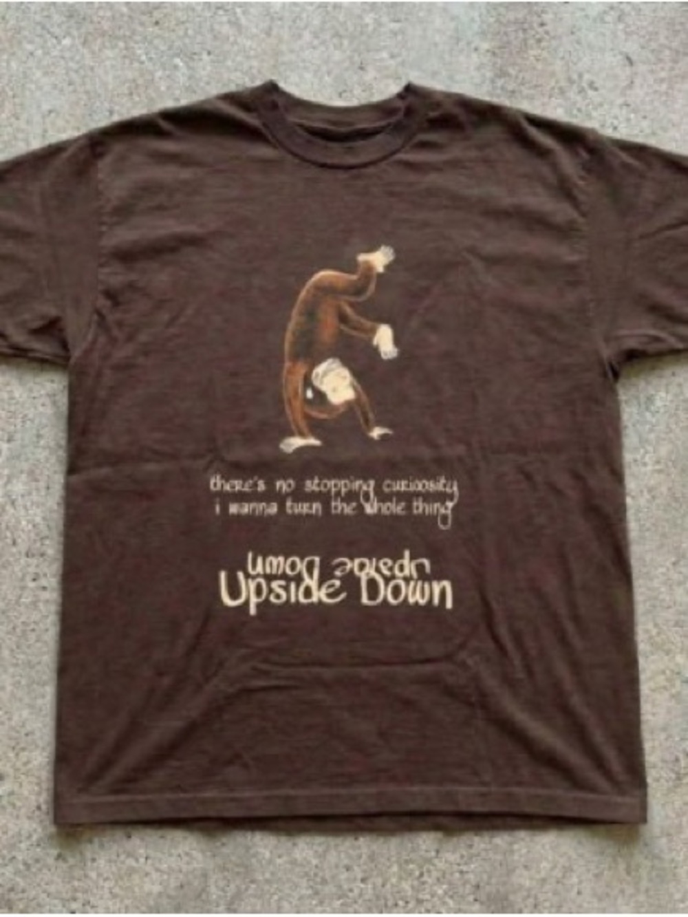 Upside Down Brown Graphic Tee - Curious George Brown T Shirt
